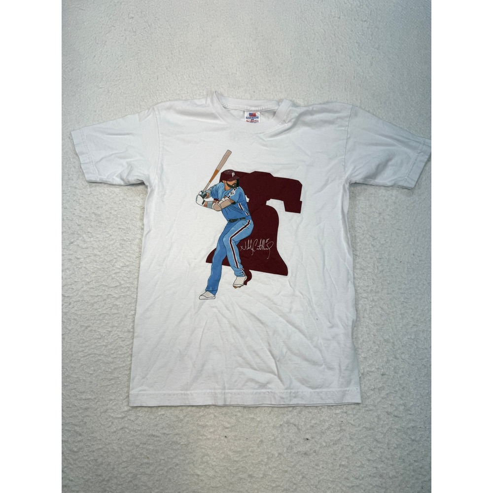 Bayside Philadelphia Baseball IBEW 98 Liberty Bell Graphic T-Shirt White Small